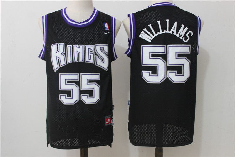 Men Sacramento Kings #55 Williams Black Throwback NBA Jerseys